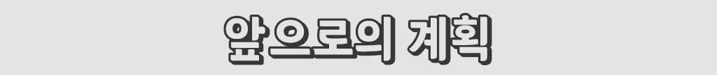 앞으로의 계획